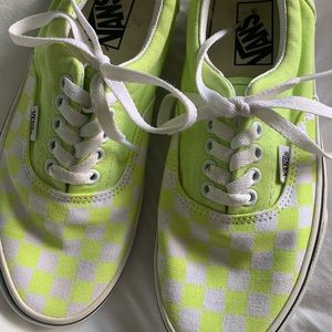 Green and White Checkered Vans